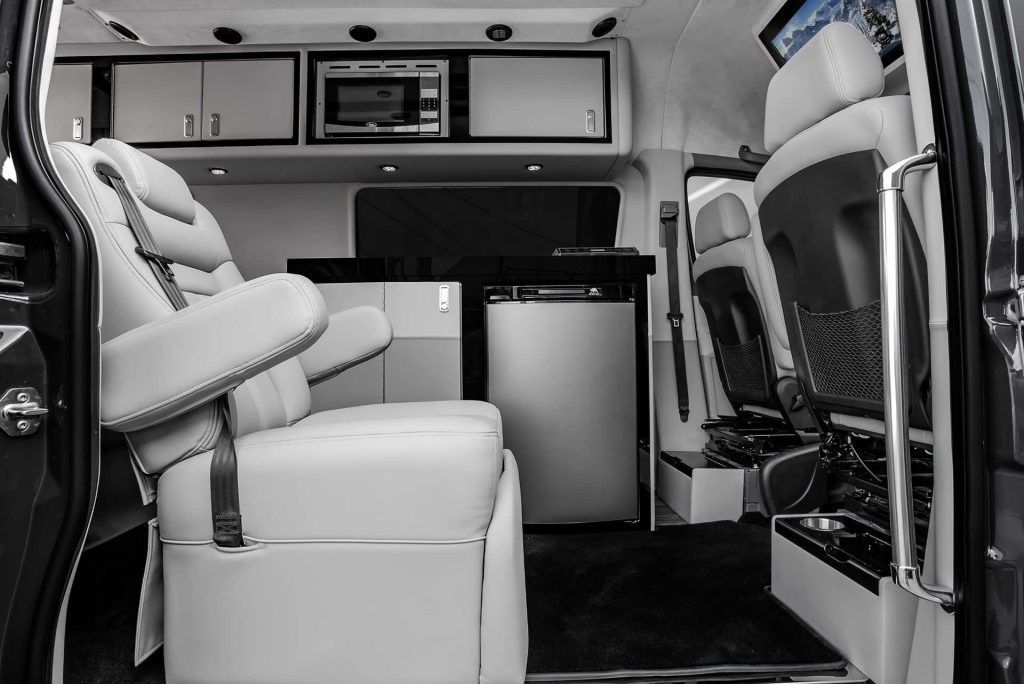 Luxury on wheels: a Mercedes Sprinter with lounge for journeys