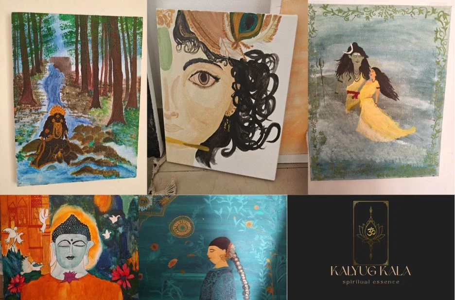 Handmade Painting of Lord Krishna Featuring Exquisite Divine Artistic Detail Handmade Painting of Lord Krishna Featuring Exquisite Divine Artistic Detail